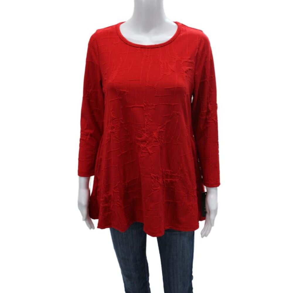 Sydney Womens Red Tunic 3/4 Sleeve Round Neck Top Size S